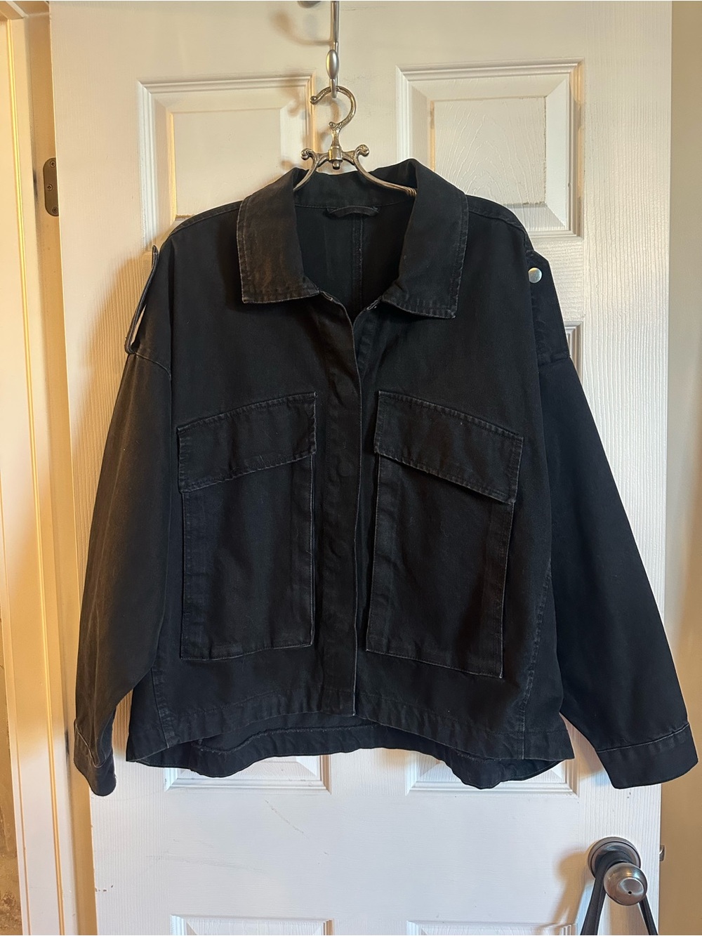 Black Oversized Utility Jacket - Women's